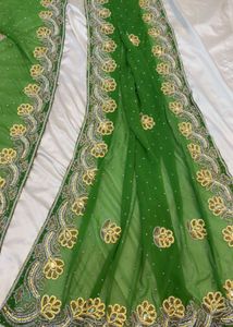 green embroidered saree