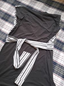 SEXY OFFICE CORE BLACK AND WHITE STRIPPED DRESS