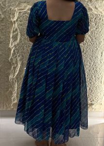 Blue Leheriya Ethnic Dress | Stylish Rayon Dres