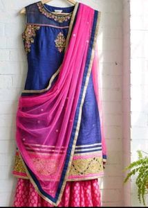Elegant Blue & Pink Lehenga Choli Set