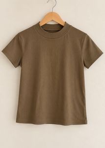 Olive Ribbed Fitted Tee