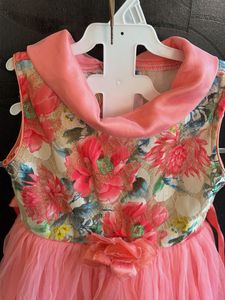 Girls Coral Floral Party Dress