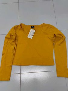 Yellow Long Sleeve Crop Top