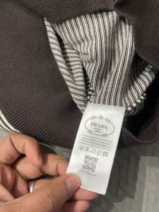 Prada Striped Long Sleeve Polo unisex full sleeves
