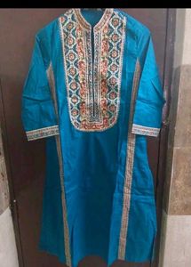 Embroidered Teal Kurta