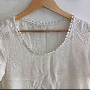 Off White High Low Crop Top