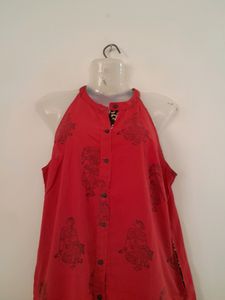Red Printed Kurta (Women's)
