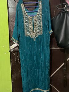 Teal Embroidered Kurta