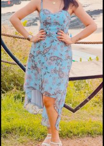 MagreFloral Print Dress High-Low Dres