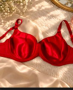 Elegant Red Bra with Golden Accents