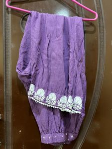 Georgous Purple Anarkali Type Kurthi Set