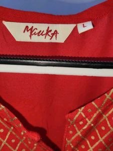 40 Size - Red Ethnic Kurta with Gold Print