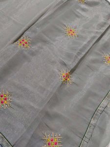 Grey Embroidered Saree