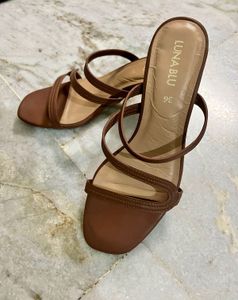 Stylish Brown Strappy Block Heels