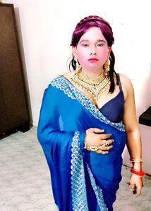 Vibrant Blue Embellished Saree