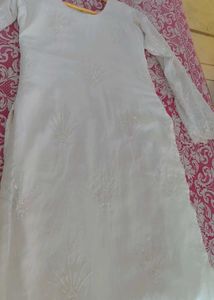 White full pakistani Sequined Kurta and dupatta on