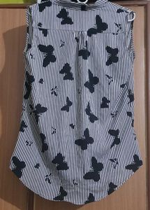 Chic Butterfly Print Sleeveless Top