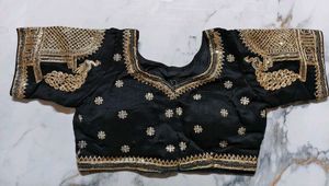 Brand New Black &amp; Gold heavy work silk blouse