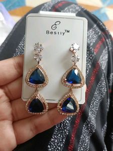 Elegant Blue Stone Drop Earrings