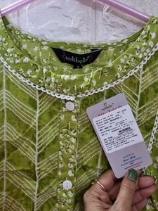With Tags Fresh Green Pure Cotton Kurti Small