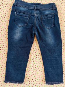 Cute Blue Denim Jeans with Ruffles