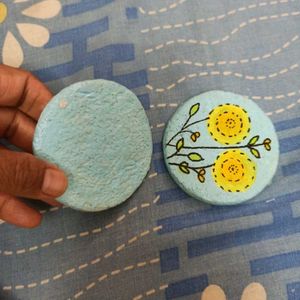 Hand-painted Paper Mache Coaster Set of 2