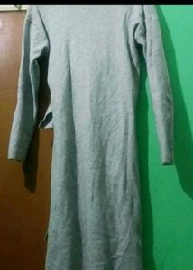 Classy Grey Waist-Tie Midi Dress for Women