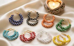 Beaded Hoop Earrings Set