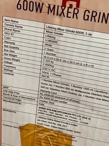 Lifelong 600W Mixer Grinder - Brand New