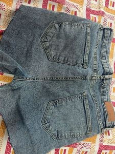 Blue Denim Rolled Hem Shorts