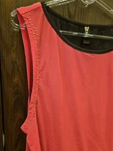 Chic Pink &amp; Black Embellished Top