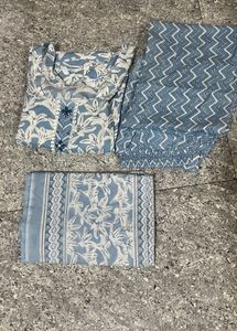 Blue Floral Kurta Set with Pants