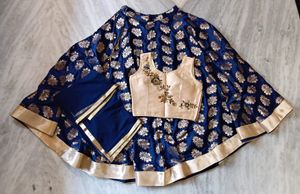 Blue Brocade Lehenga Choli Set