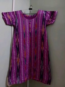 Purple Patterned Kurti With Pajama And Dupatta