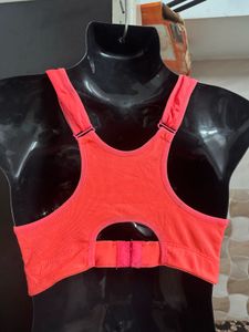 Sports Bra - White &amp; Coral Pink