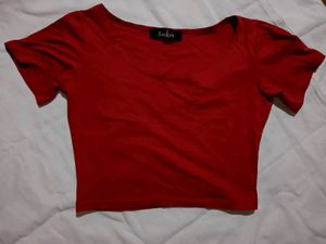 Vibrant Red Cropped Tee