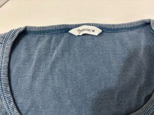 The Souled Store - Blue Ribbed Square Neck Top