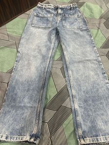 Vintage Wash Wide Leg Jeans