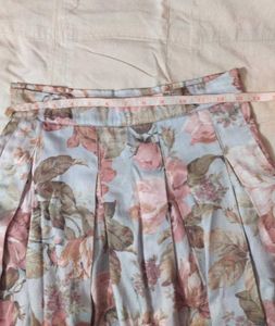 Vintage Floral Print Pleated Skirt