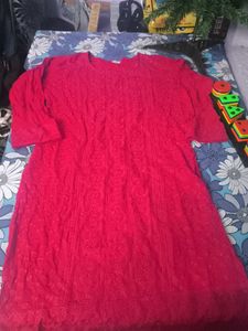 Price Drop 💖 Red Embroidered Kurta