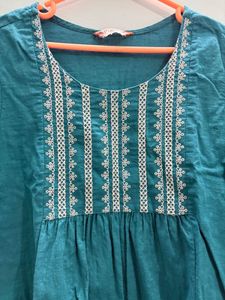Teal Embroidered Kurta