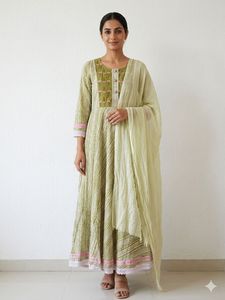 Chic Ethnic Green Striped Kurta