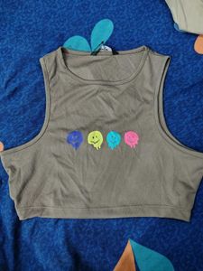 Graphic Print Crop Tank Top