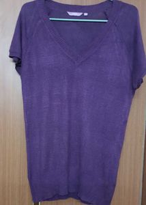 Casual V-Neck Purple Top