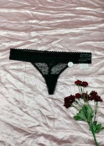 Lace Trim Polka Dot Thong