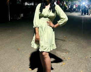 Sage Green Ruffle Mini Dress