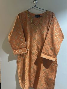 Orange Paisley Kurta set