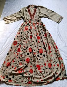 Rustorange A-line Dress(Beige)