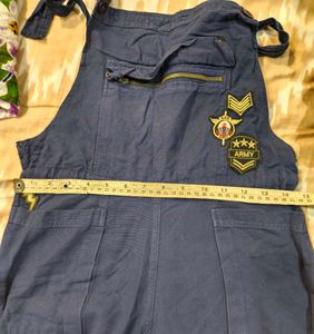 Navy blue cotton teen girls dungaree overalls