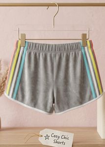 Grey Cozy Chic Velvet Shorts